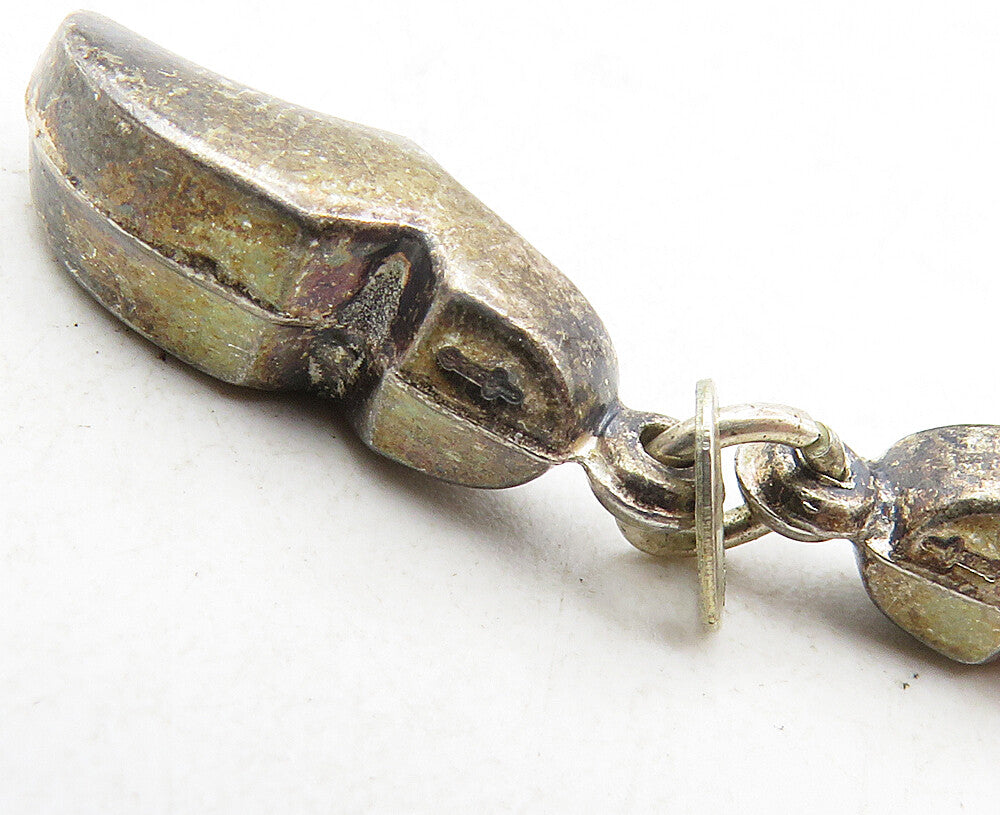 925 Sterling Silver Vintage Antique Dark Tone Petite Shoes Pendant PT7018