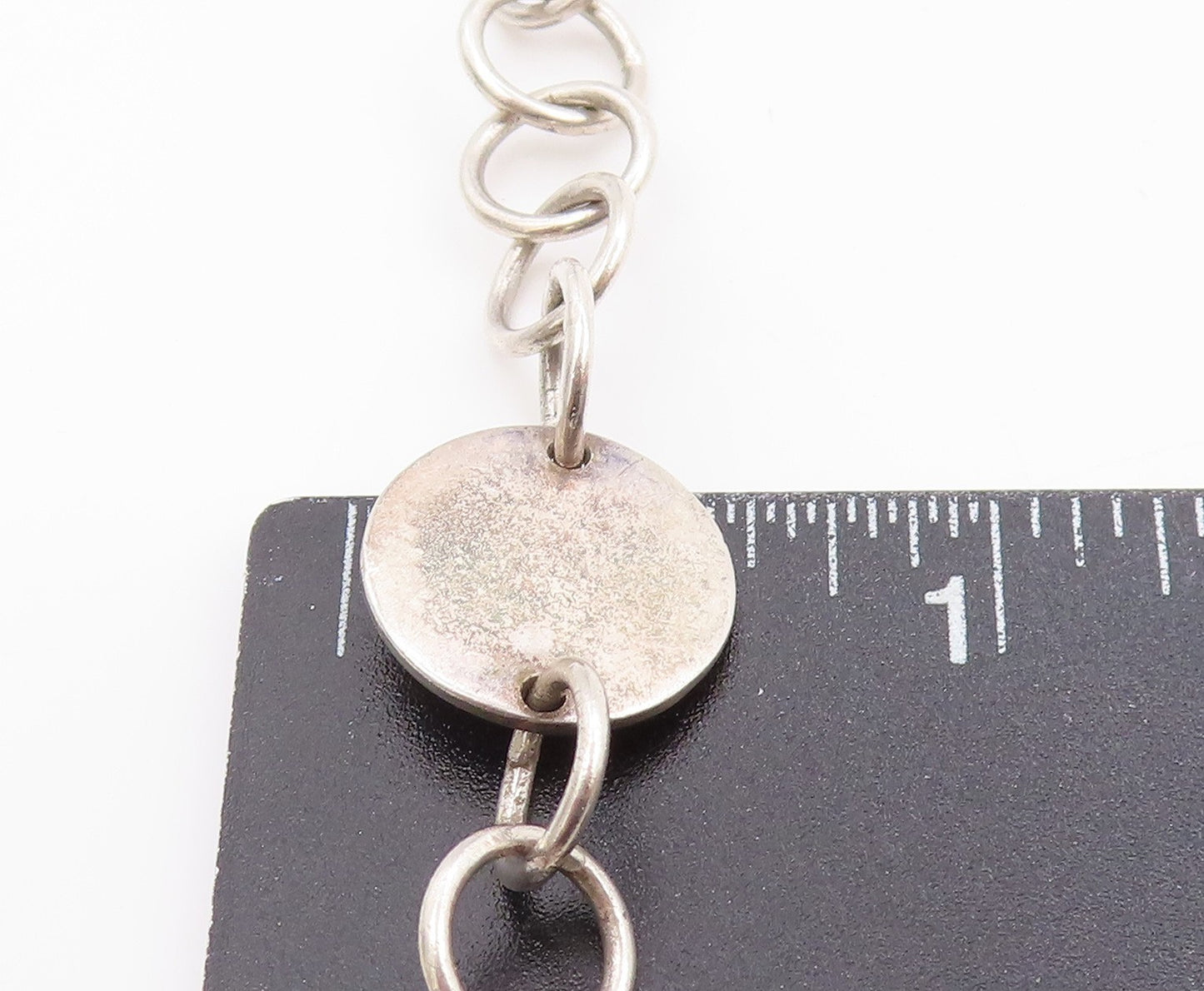 925 Sterling Silver Vintage Necklace Geometric Chain With Toggle Clasp NE4682