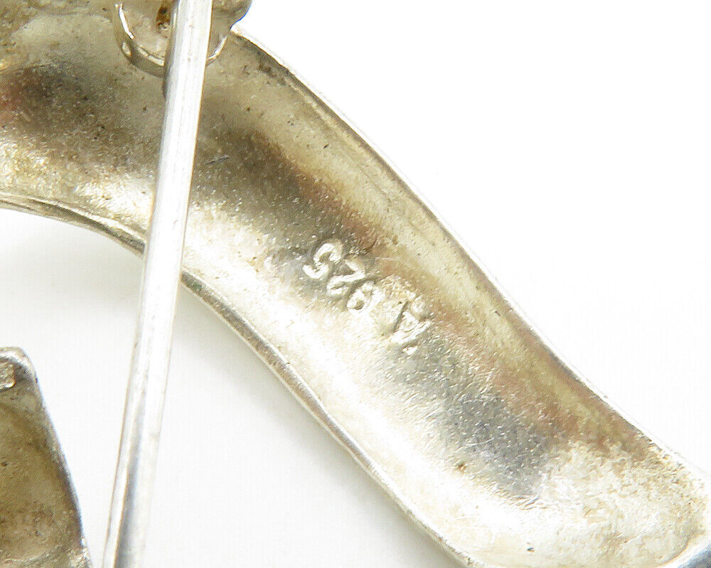 925 Sterling Silver Vintage Shiny Open Love Heart Smooth Brooch Pin BP5639