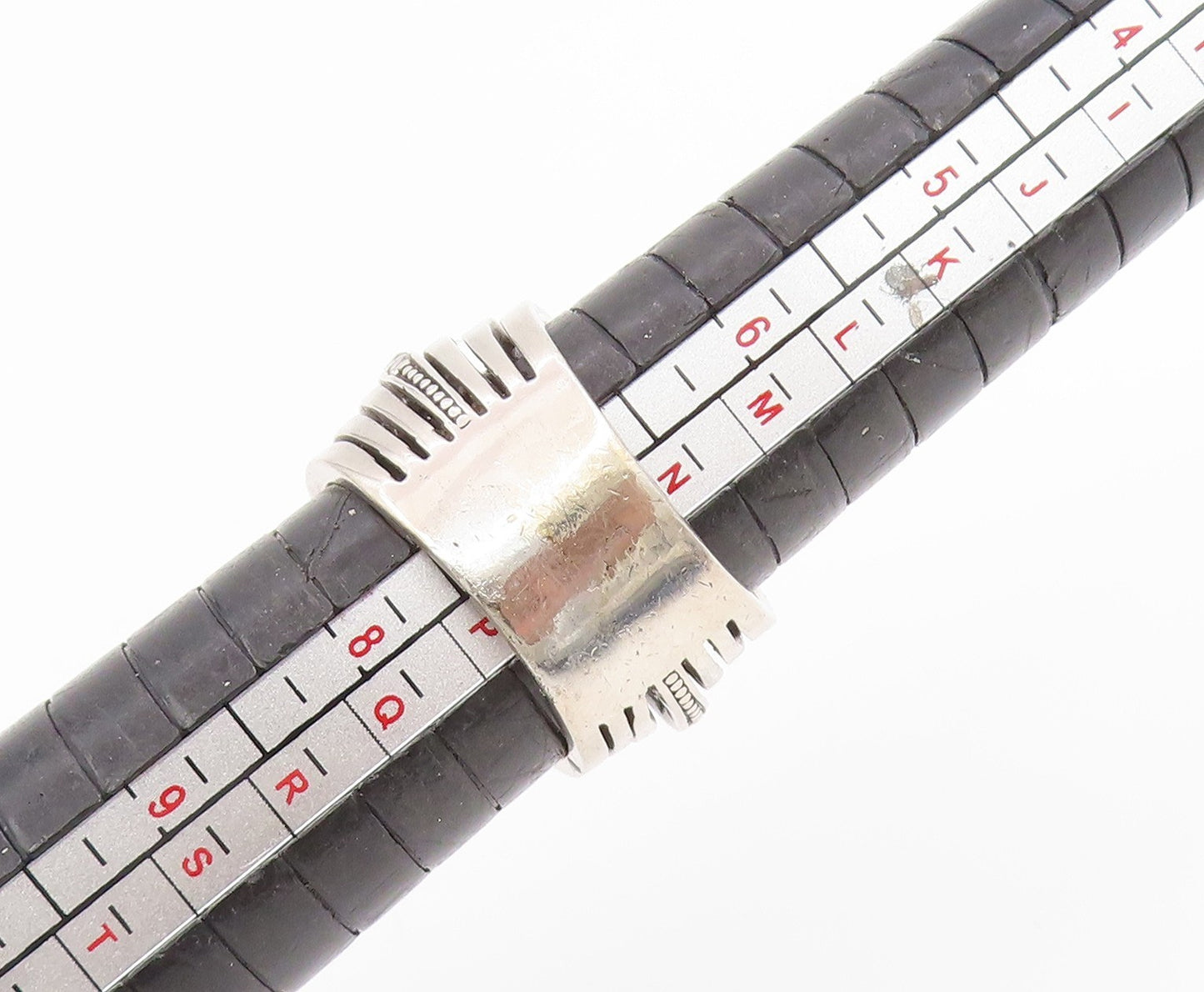 925 Sterling Silver Vintage Ring Round CZ Multi Row Wide Band Sz 7.5 RG34431