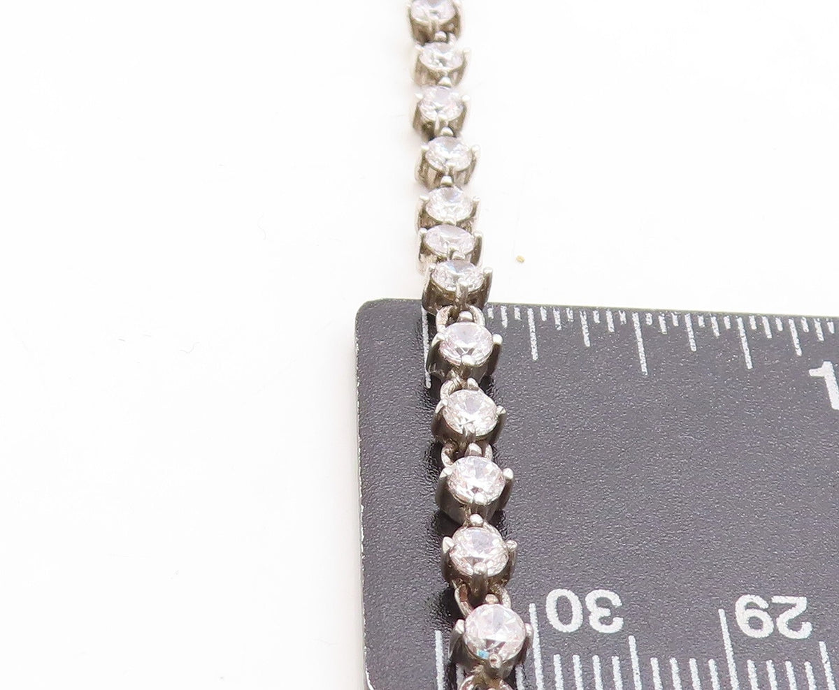 925 Sterling Silver Vintage Topaz & Cubic Zirconia Chain Necklace NE1126