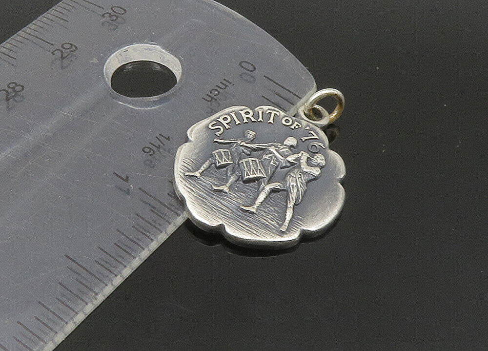 925 Sterling Silver Vintage Oxidized Spirit Of '76 Patriotic Pendant PT18610