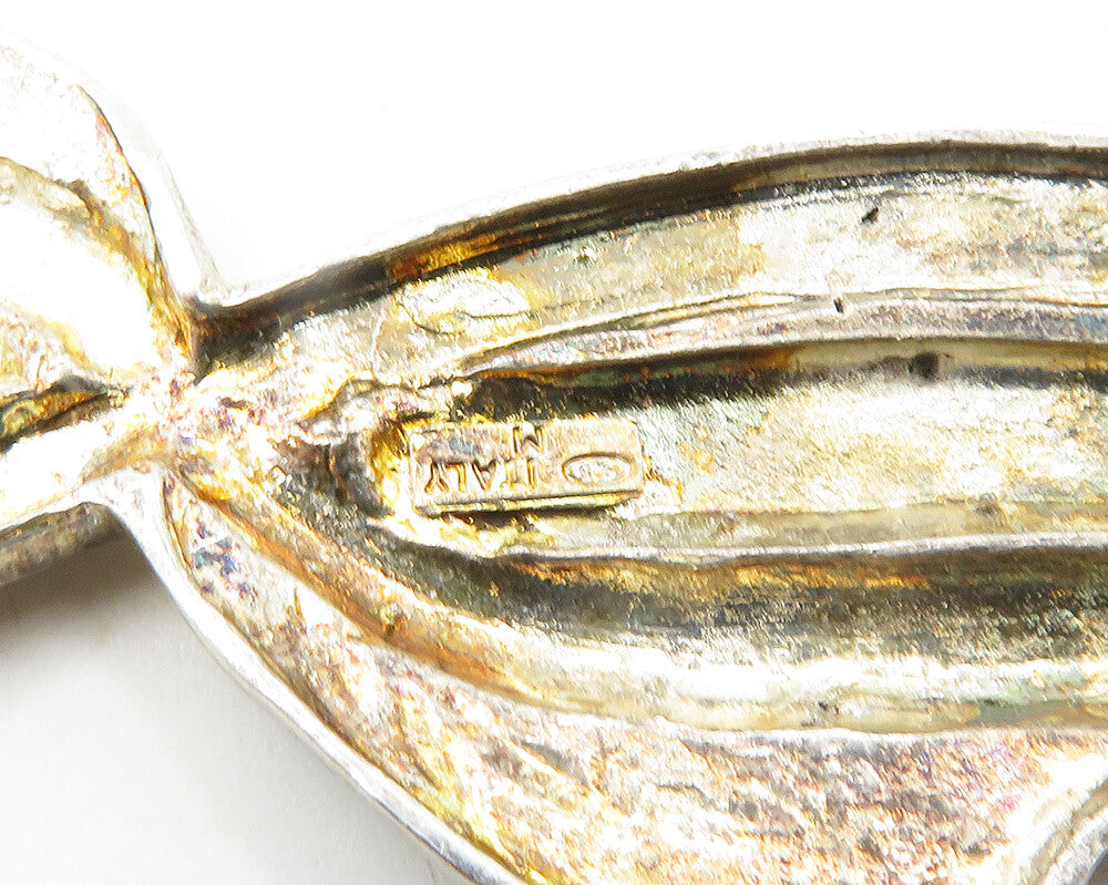925 Sterling Silver Vintage Shiny Smooth Ribbon Motif Brooch Pin BP7470
