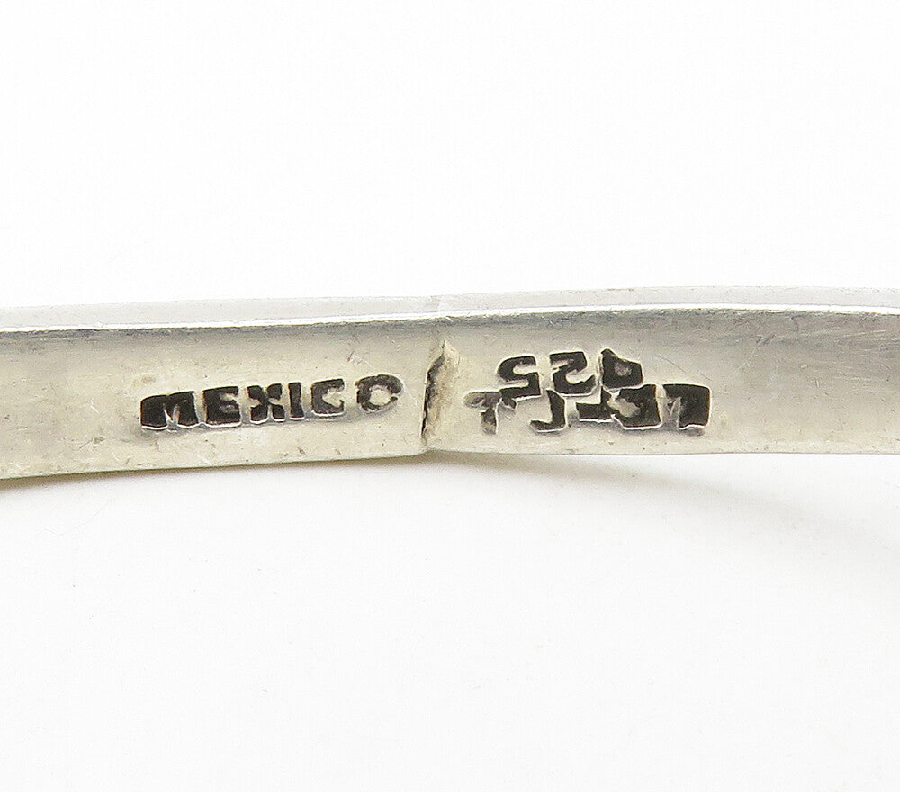 MEXICO 925 Sterling Silver Vintage Smooth Curved Bangle Bracelet BT6235