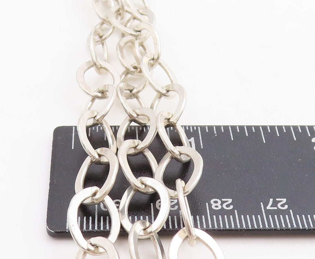 925 Sterling Silver Vintage Shiny Minimalist Oval Link Chain Necklace NE1786