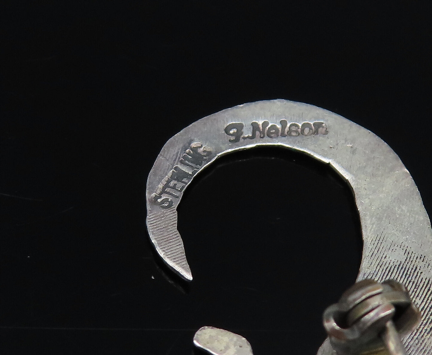 NELSON NAVAJO 925 Silver Vintage Minimalist Etched Lizard Brooch Pin BP9942