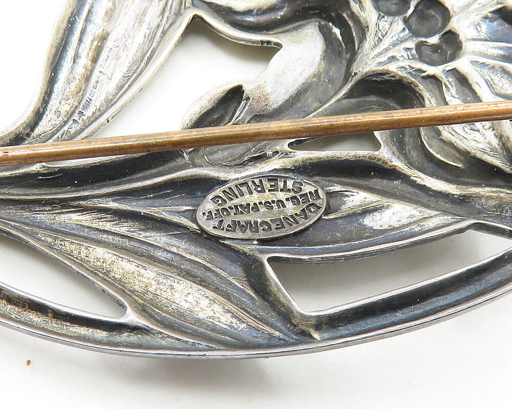 DANECRAFT 925 Sterling Silver Vintage Blooming Flower Brooch Pin BP7129