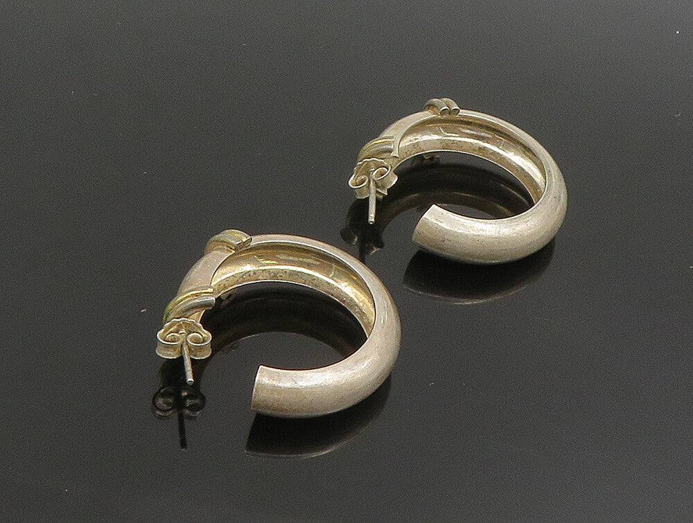 925 Sterling Silver Vintage Minimalist Ringed Hoop Earrings EG11676