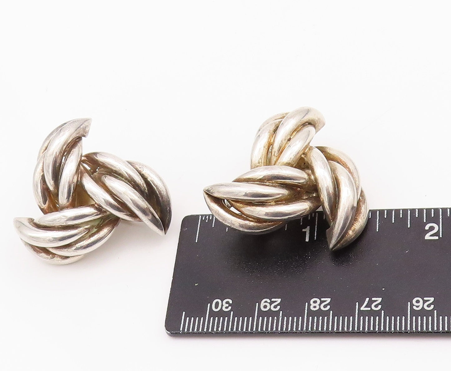 925 Sterling Silver Vintage Earrings GIVENCHY Love Knot Braided Clip On EG13628