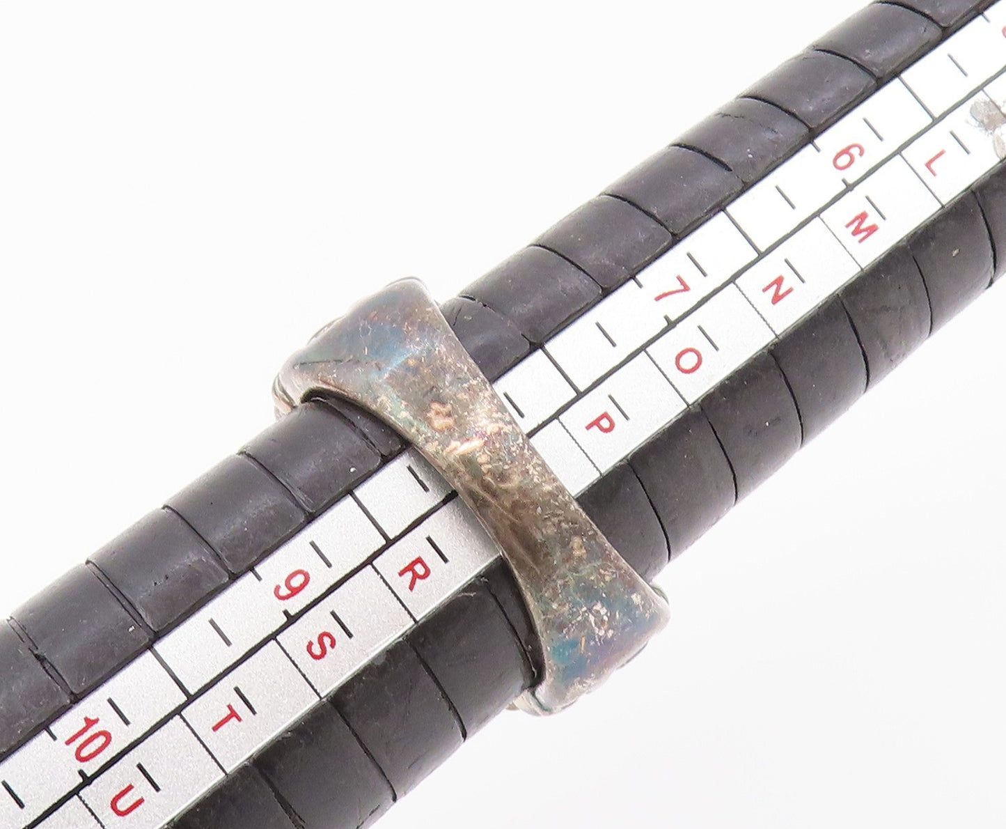 925 Sterling Silver Vintage Ring Smoky Quartz Basket Weave Band Sz 8 RG36557