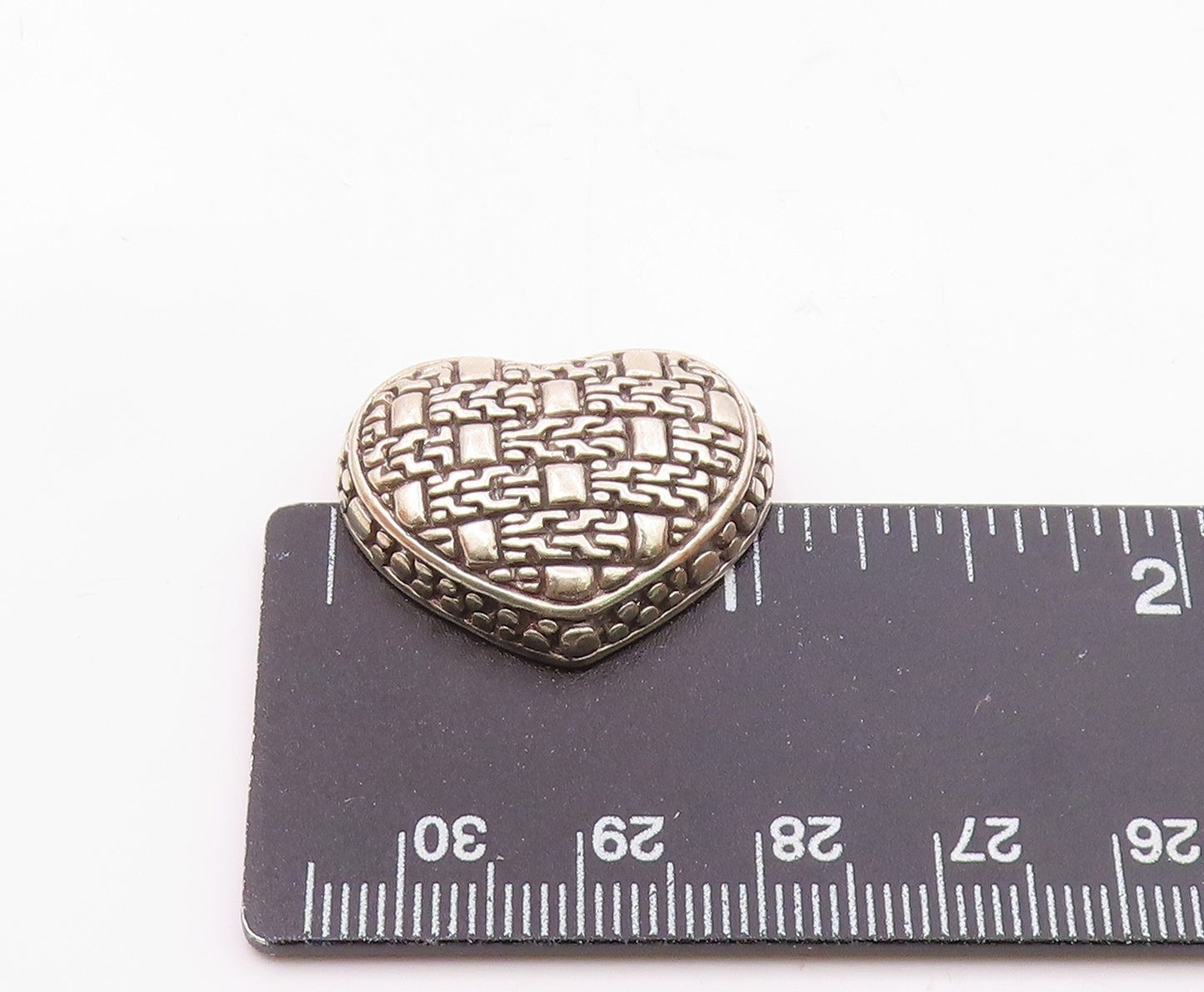 925 Sterling Silver Vintage Square Cobbled Detail Love Heart Pendant PT21223