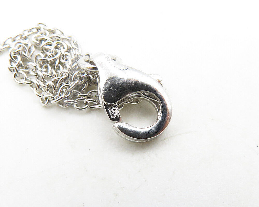 925 Sterling Silver Shiny Cubic Zirconia H Initial Chain Necklace NE3136