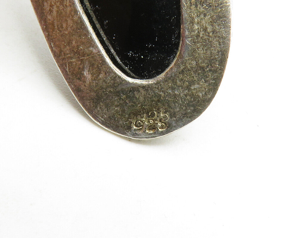 925 Sterling Silver Vintage Amethyst & Black Onyx Hinge Drop Pendant PT9963