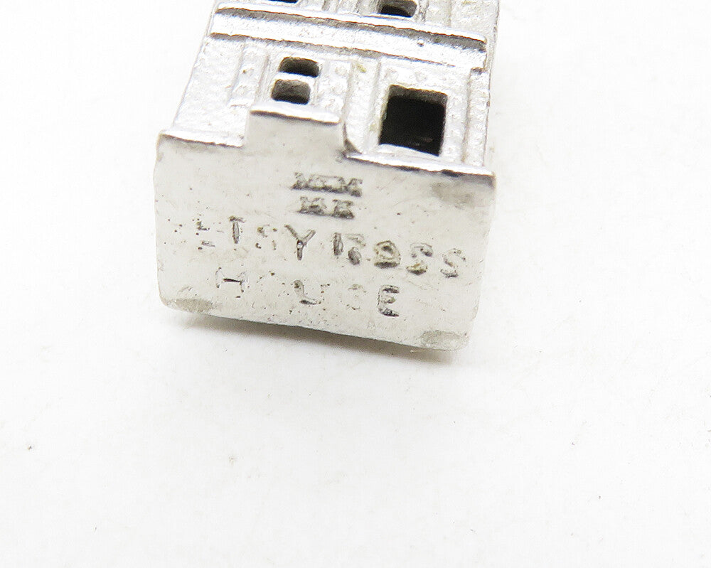 M&M 925 Sterling Silver Vintage Petite House With Waving Flag Pendant PT7656