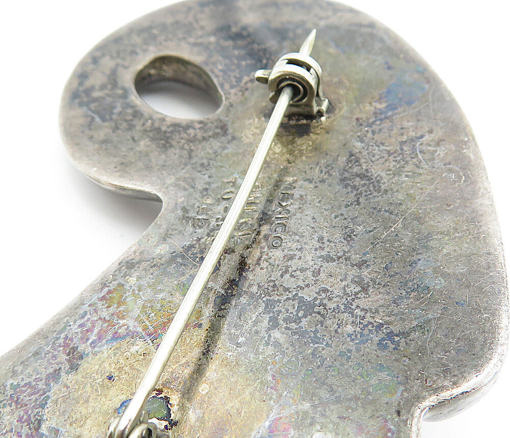 MEXICO 925 Sterling Silver Vintage Dark Tone Fluted Swirl Brooch Pin BP2031
