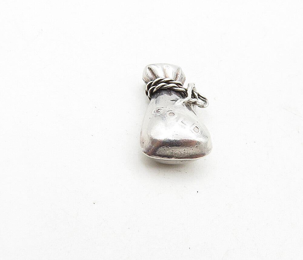 925 Sterling Silver Vintage Petite Shiny Bag Of Gold Motif Pendant PT6812