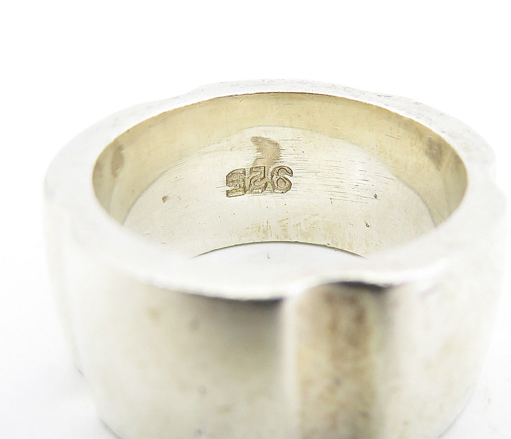 925 Sterling Silver Vintage Shiny Dented Pattern Round Band Ring Sz 7 RG7112