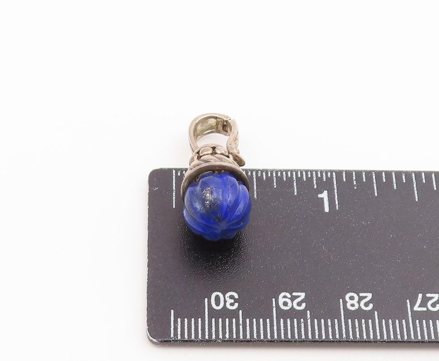 925 Sterling Silver Vintage Pendant JUDITH RIPKA Fluted Lapis Lazuli PT26545