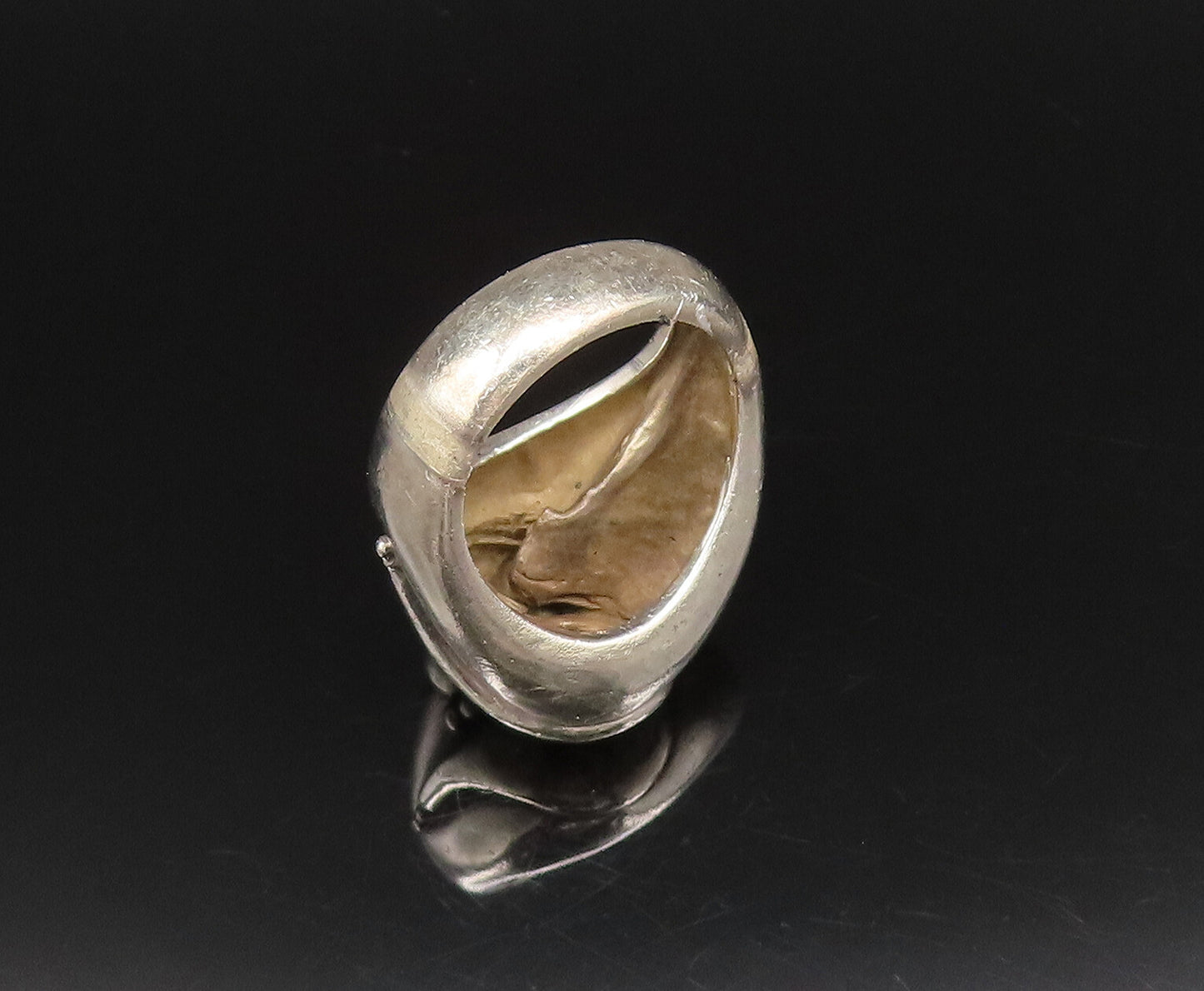 EUROPEAN 925 Silver Vintage Dotted & Bypass Detail Dome Ring Sz 6 RG25965