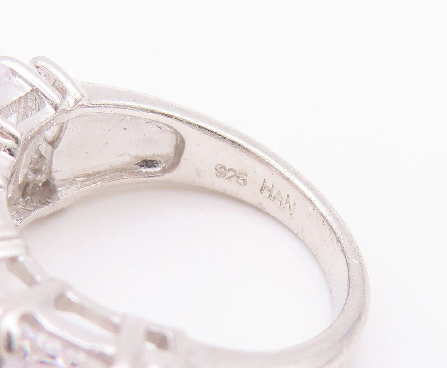 925 Sterling Silver Vintage Ring Multi Shape Cut CZ Inlay Band Sz 5 RG28560