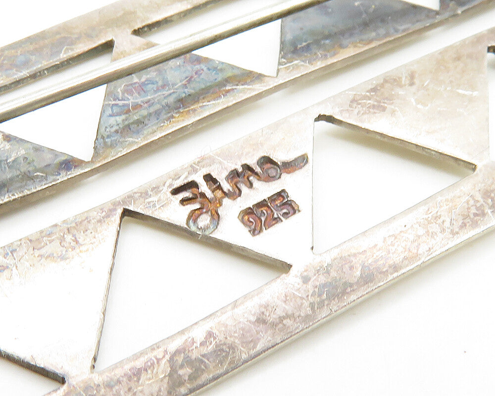 ZINA 925 Sterling Silver Vintage Cutout Triangle Pattern Brooch Pin BP7033