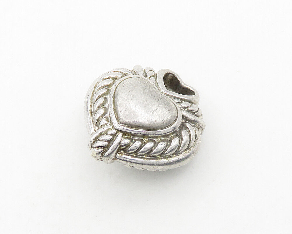 925 Sterling Silver Vintage Cubic Zirconia Love Heart Twist Pendant PT15467