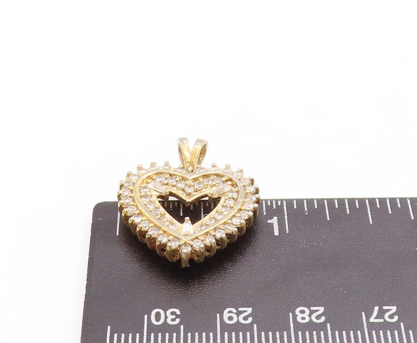 925 Sterling Silver Vintage Pendant Gold Plated Designer CZ Inlay Heart PT23806