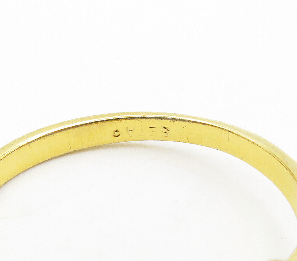SETA 925 Sterling Silver Cubic Zirconia Gold Plated Band Ring Sz 10 RG15773