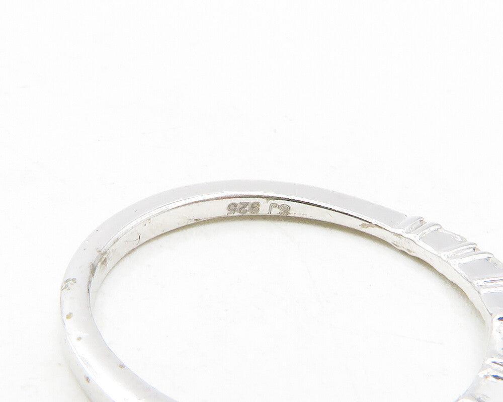 925 Sterling Silver Genuine Diamonds Shiny Thin Band Ring Sz 6 RG12509