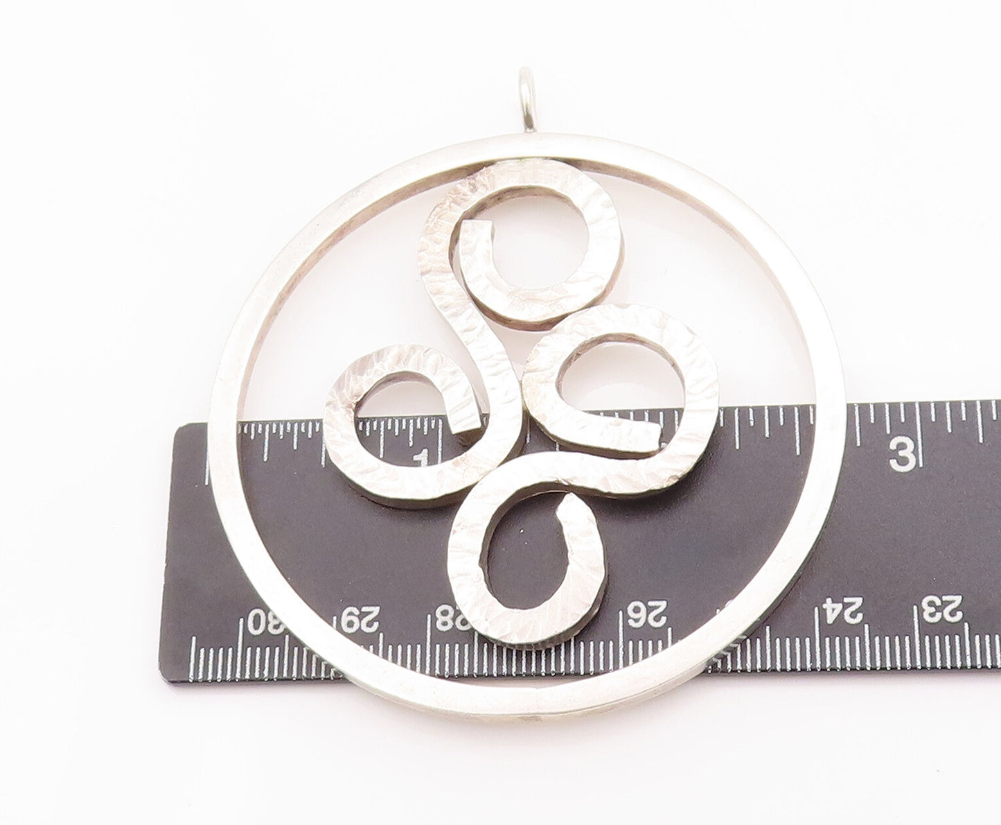 925 Sterling Silver Vintage Pendant Heavy Large Cutout Carved Swirls PT22935