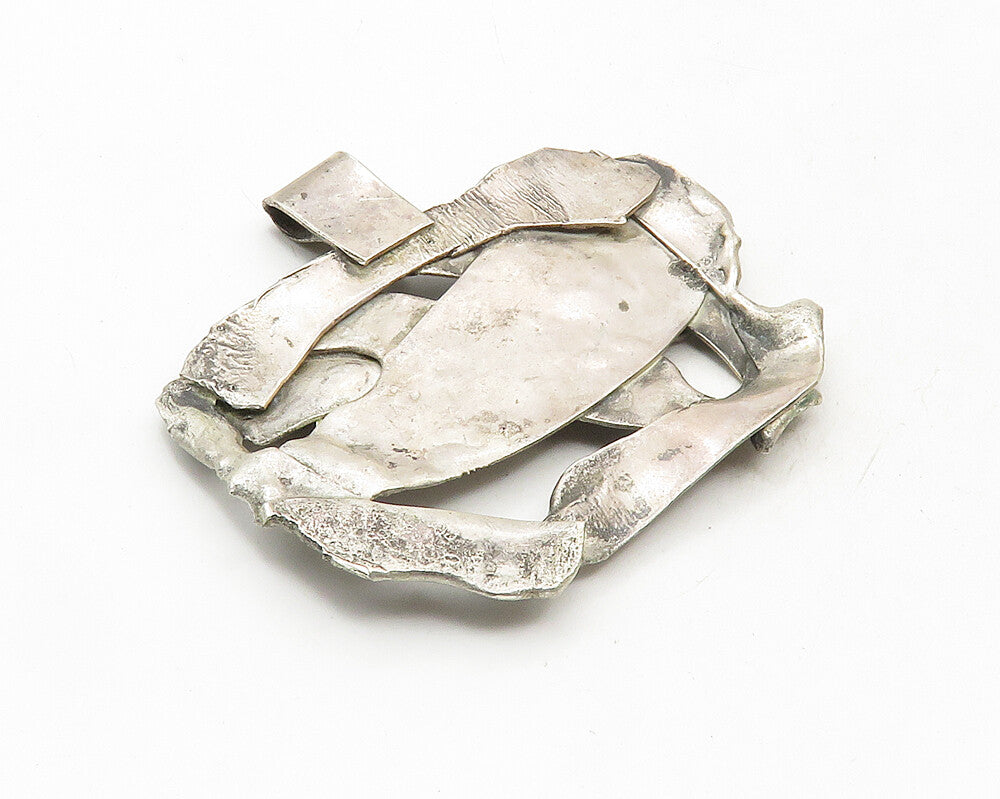 925 Sterling Silver Vintage Modernist Sculpted Design Slide Pendant PT7484