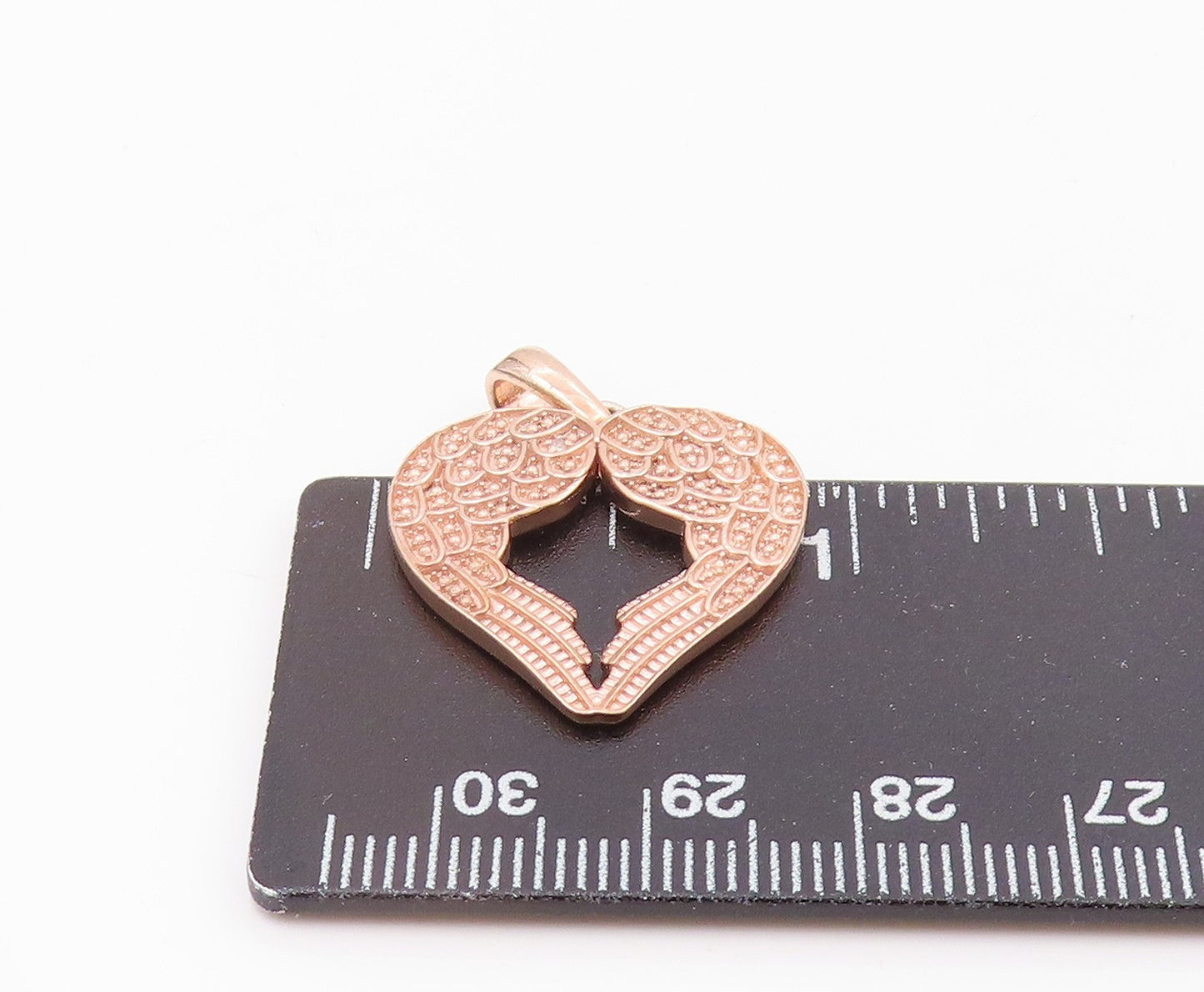 925 Silver Vintage Genuine Diamond Angel Wings Love Heart Pendant PT15684