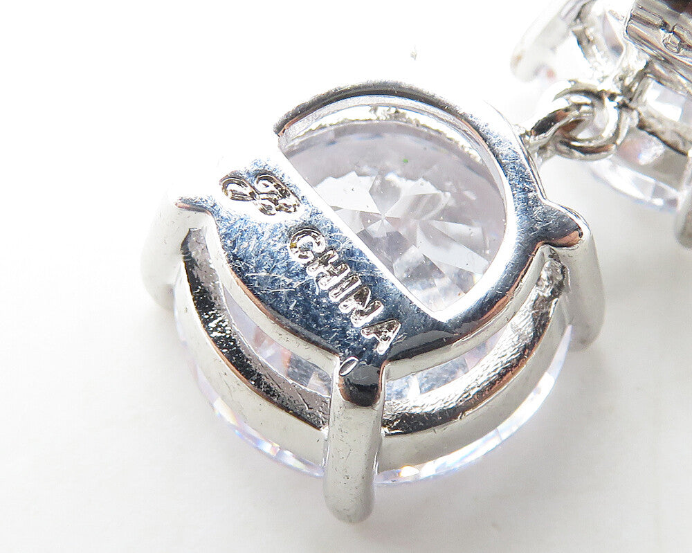 925 Sterling Silver Prong Set Cubic Zirconia Linked Dangle Earrings EG9500