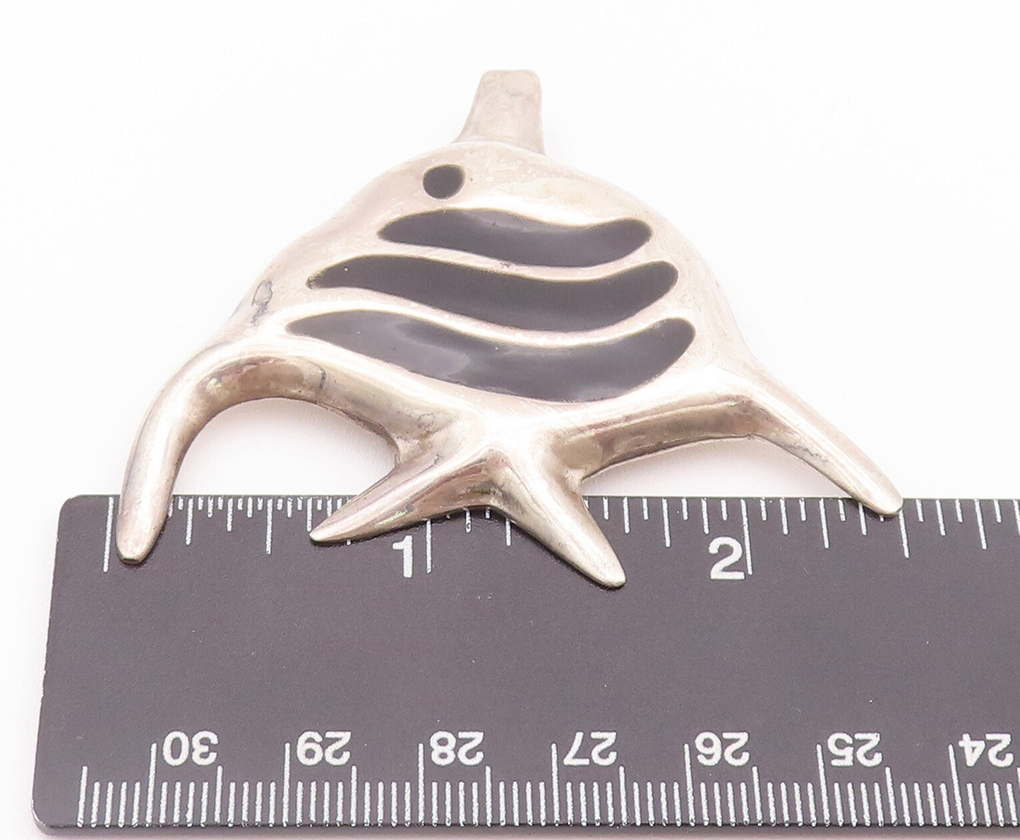 925 Sterling Silver Vintage Brooch Pin MEXICO Enameled Cutout Angelfish BP10744