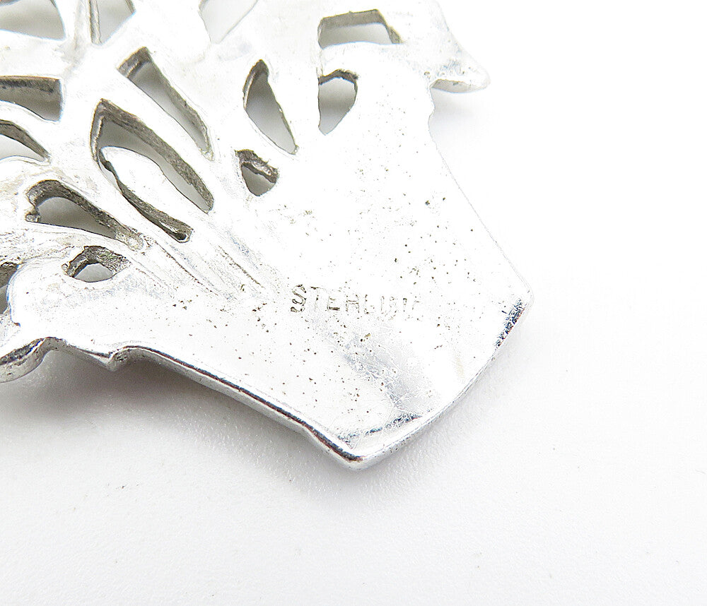 925 Sterling Silver Vintage Sparkling Flower Pot Motif Brooch Pin BP1106
