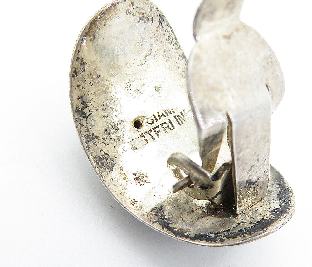 SIAM 925 Sterling Silver Vintage Niello Dancer Non Pierce Earrings EG2581