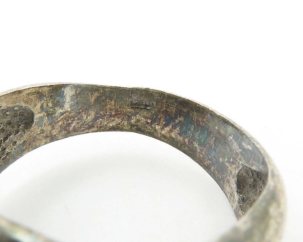 925 Sterling Silver Vintage Dark Tone Loop Knot Band Ring Sz 8.5 RG19351