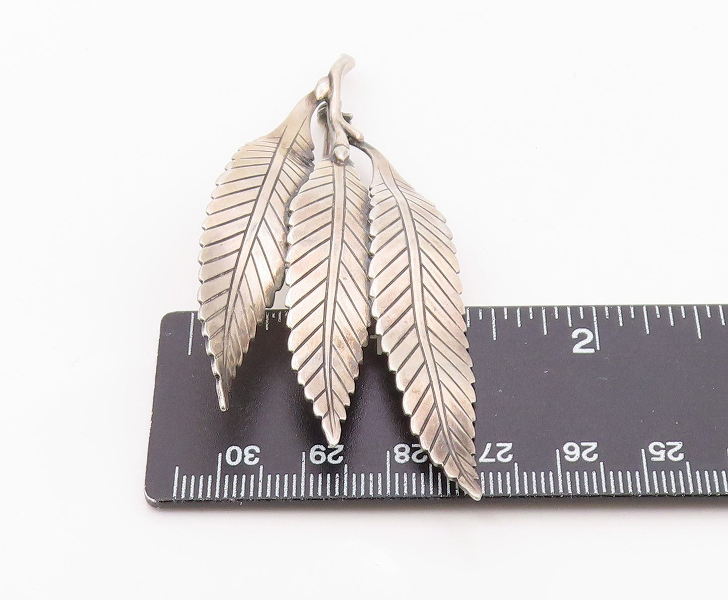 925 Sterling Silver Vintage Brooch Pin GERTRUD ENGEL Denmark Triple Leaf BP12554
