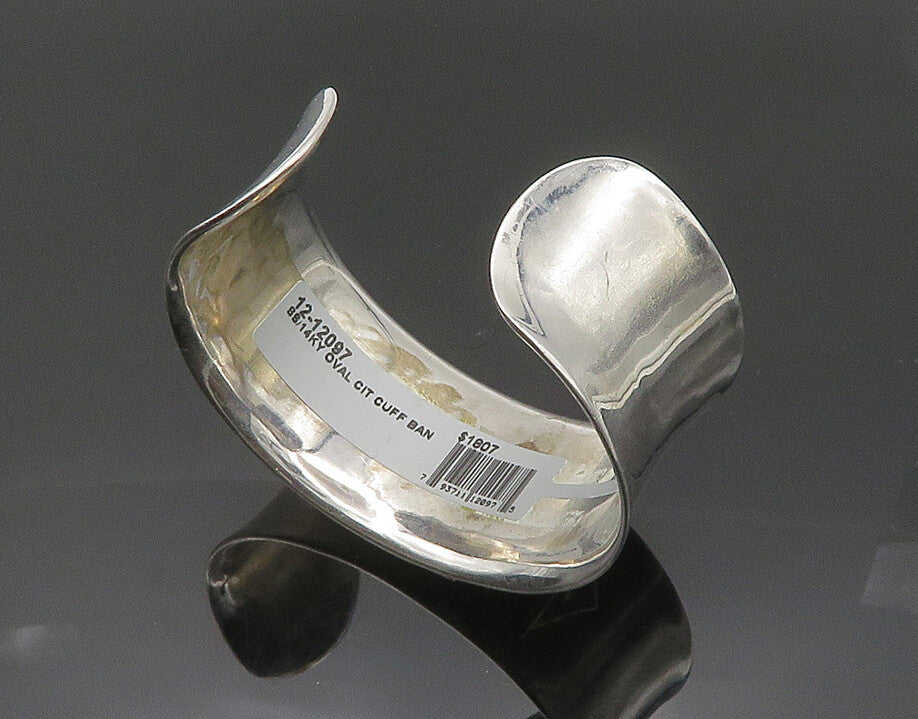 925 Sterling Silver & 14K GOLD Vintage Real Citrine Floral Cuff Bracelet BT8093