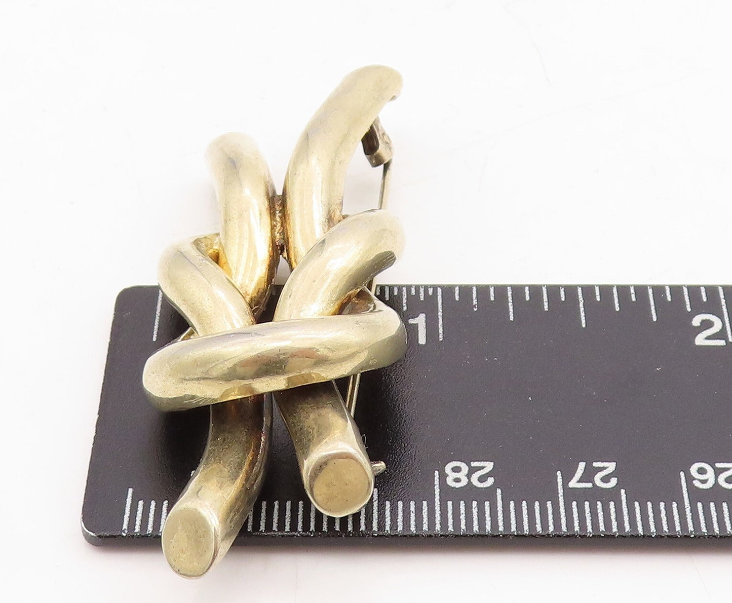 925 Sterling Silver Vintage Brooch Gold Plated Cutout Interlocked Ropes BP11501