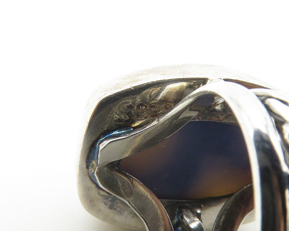 925 Sterling Silver Vintage Rainbow Druzy Stone Cocktail Ring Sz 7 RG18014