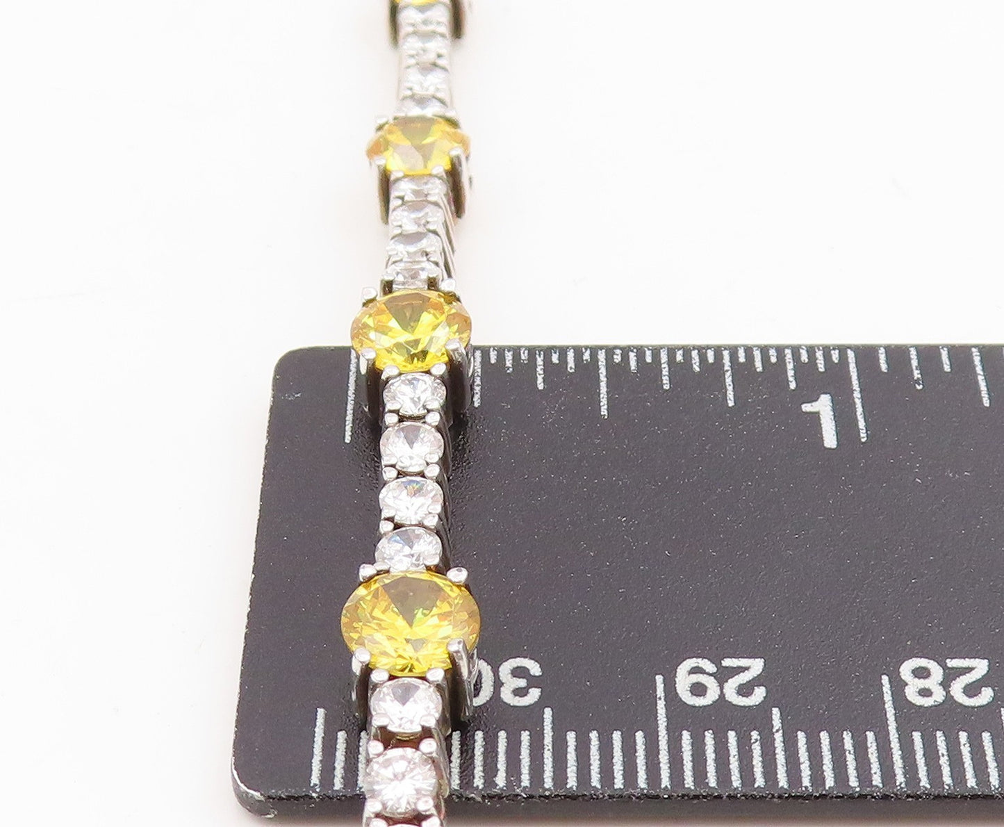 925 Sterling Silver Vintage Bracelet Round CZ Geometric Tennis Chain BT11609