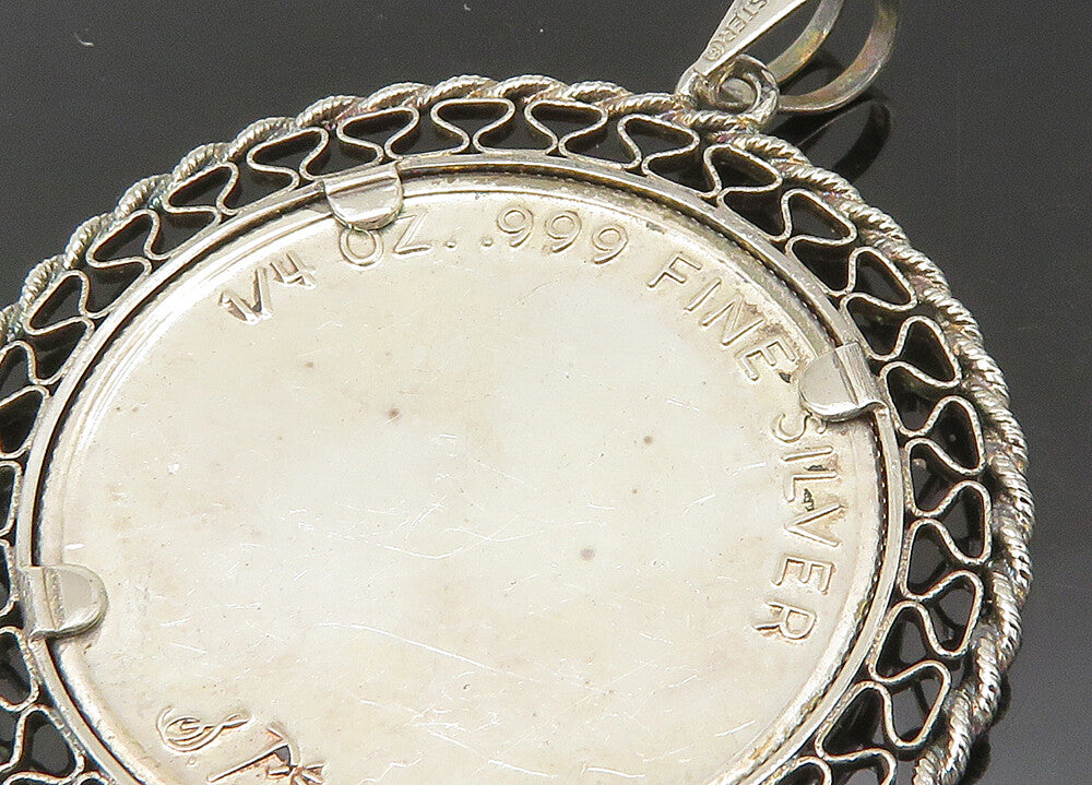 925 Sterling Silver Vintage Enamel Woman Profile Round Pendant PT18397