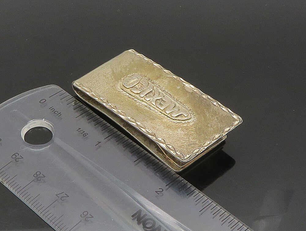 MEXICO 925 Sterling Silver Vintage Shiny Diamond Cut Pattern Money Clip TR3250