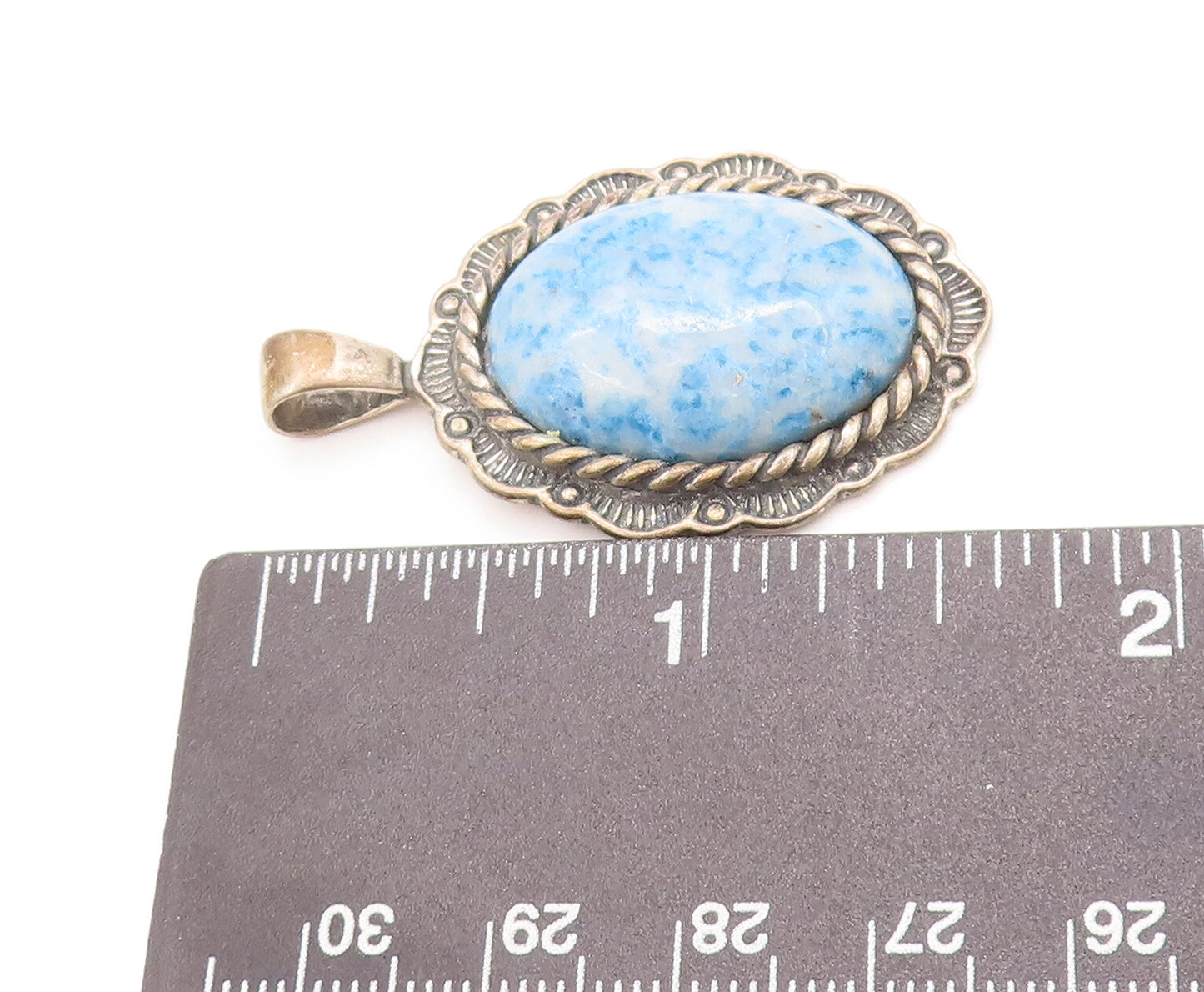 925 Sterling Silver Vintage Pendant CAROLYN POLLACK Oval Lapis Carved PT22891