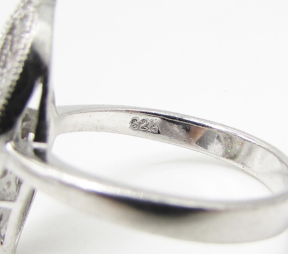 925 Sterling Silver White Cubic Zirconia Leaf Cluster Ring Sz 8 RG3252
