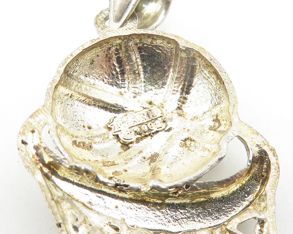 925 Sterling Silver Vintage Diamond Cut Basketball & Hoop Pendant PT9140
