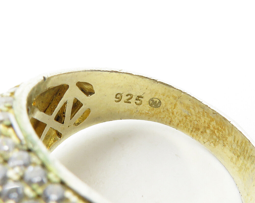 925 Sterling Silver Cubic Zirconia Encrusted Dome Band Ring Sz 11 RG18767