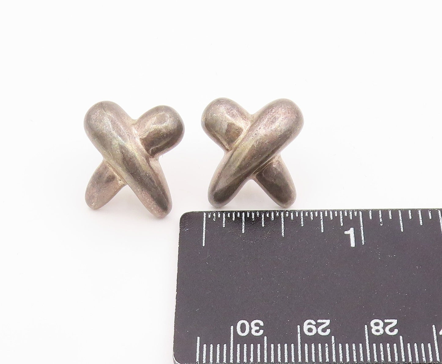 BAYANIHAN 925 Silver & 14K GOLD Vintage Dark Tone X Drop Earrings EG9145