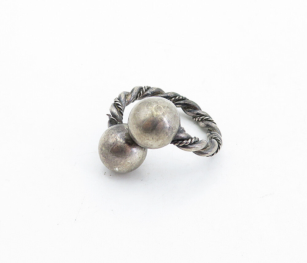 925 Sterling Silver Vintage Dark Tone Twist Bypass Band Ring Sz 5 RG4544